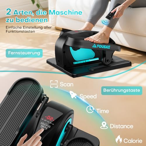 Image of Under Desk Elliptical Machine, Electric Elliptical Leg Exerciser While Sitting for Seniors with Upgraded 15 Speeds & 12 Auto Mode, Forward & Reverse Direction, Quiet Portable Seated Pedal Exerciser