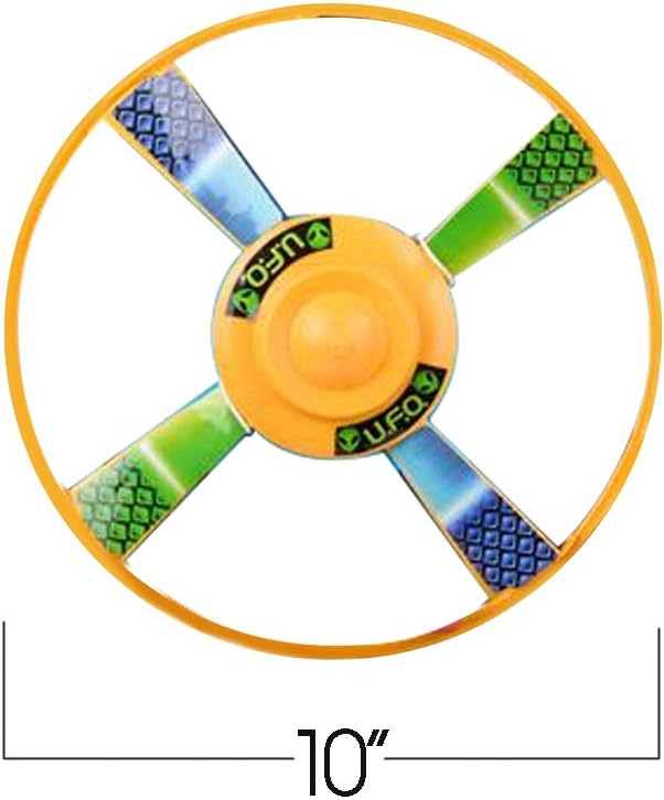 ArtCreativity Pull Cord UFO Flying Saucers - Set of 2-10 Inch Space Ship Toys - Fly Over 65 Feet - Birthday Party Favors, Gift Idea for Boys and Girls, Carnival and Contest Prize - Colors May Vary