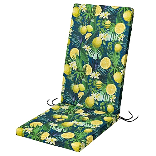 SOFTILLO Waterproof High Back Chair Cushion With Ties - 120x45x4cm - Indoors/Outdoors Patio Seat Pad...
