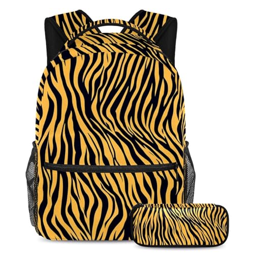 Cartables garçons filles rayures zébrées orange, lot de 2 sacs à dos de jour et voyage