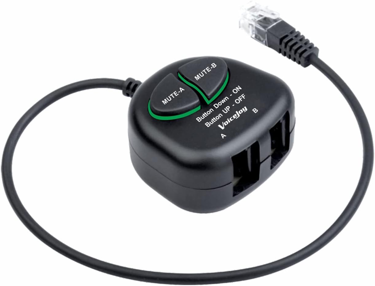 4P4C RJ9 Splitter Training Adapter Telephone Training Adapter Y Splitter+ Two Mute Buttons for Headset for Nortel Meridican, Norstar, Avaya, Ashtra, Mitel, Polycom, Ge Phones etc