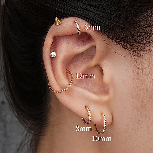 Fine4U Conch Piercing Jewelry Hoops 16G 12Mm, Astm F136 Titanium Cartilage Earrings For Women & Men, Body Implant Grade Nose Rings, Hypoallergenic Hinged Clicker #TOP2