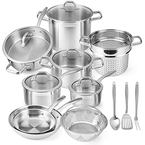 Duxtop Stainless Steel Pots and Pans Set, 17PC Induction Cookware Set