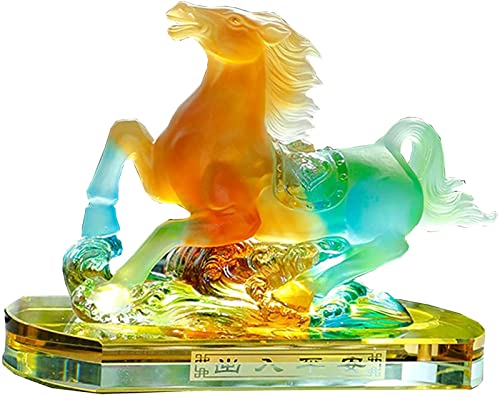 Statue de Cheval Feng Shui en Verre pour la Fortune