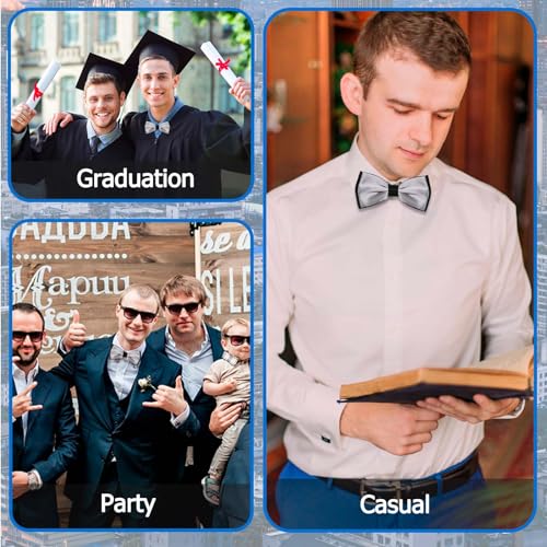 Image of LJBFNN Bow Ties for Men Pre Tied Mens Bow Tie, Adjustable Bowties Men Black and White Bow Tie for Wedding /Party /Casual
