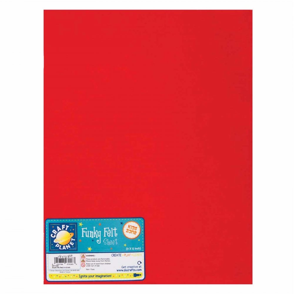 Craft Planet Felt - Red (Pack of 24 Sheets)