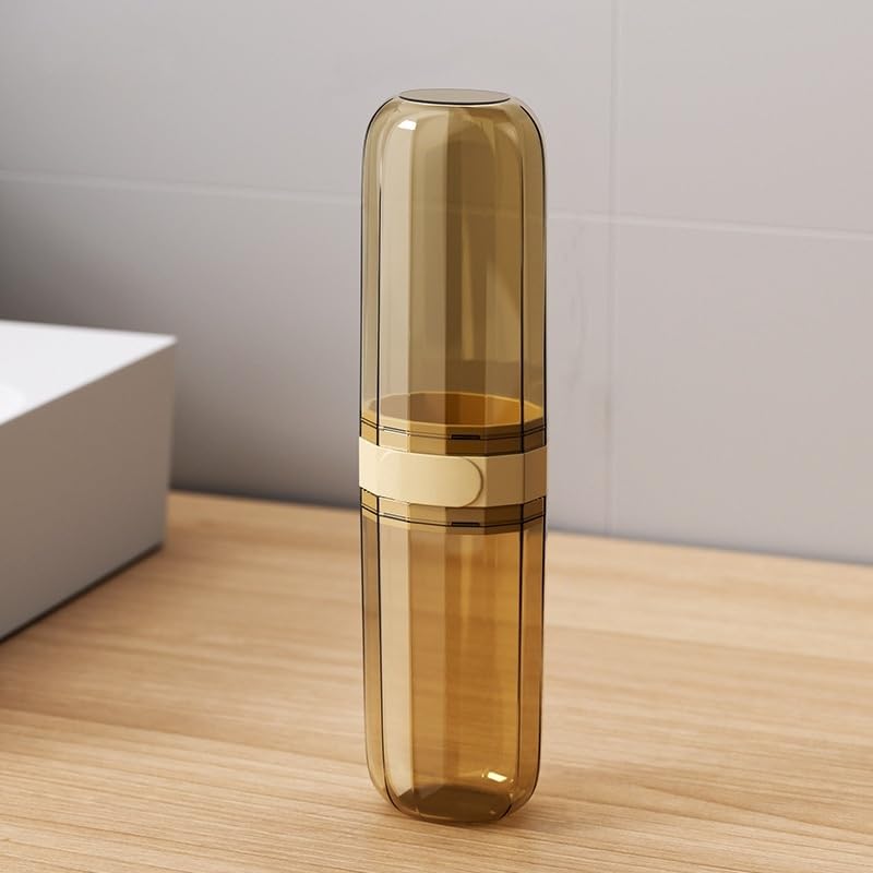 Estojo de escova de dentes de viagem, suporte de plástico portátil com copo de enxaguante bucal e tampa para pente de escova de dentes, recipiente de armazenamento de escova de dentes para escola