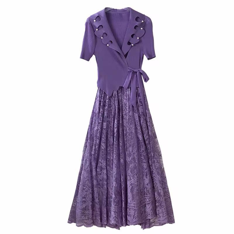 Robe d'été mi-longue décontractée avec taille élastique - 6