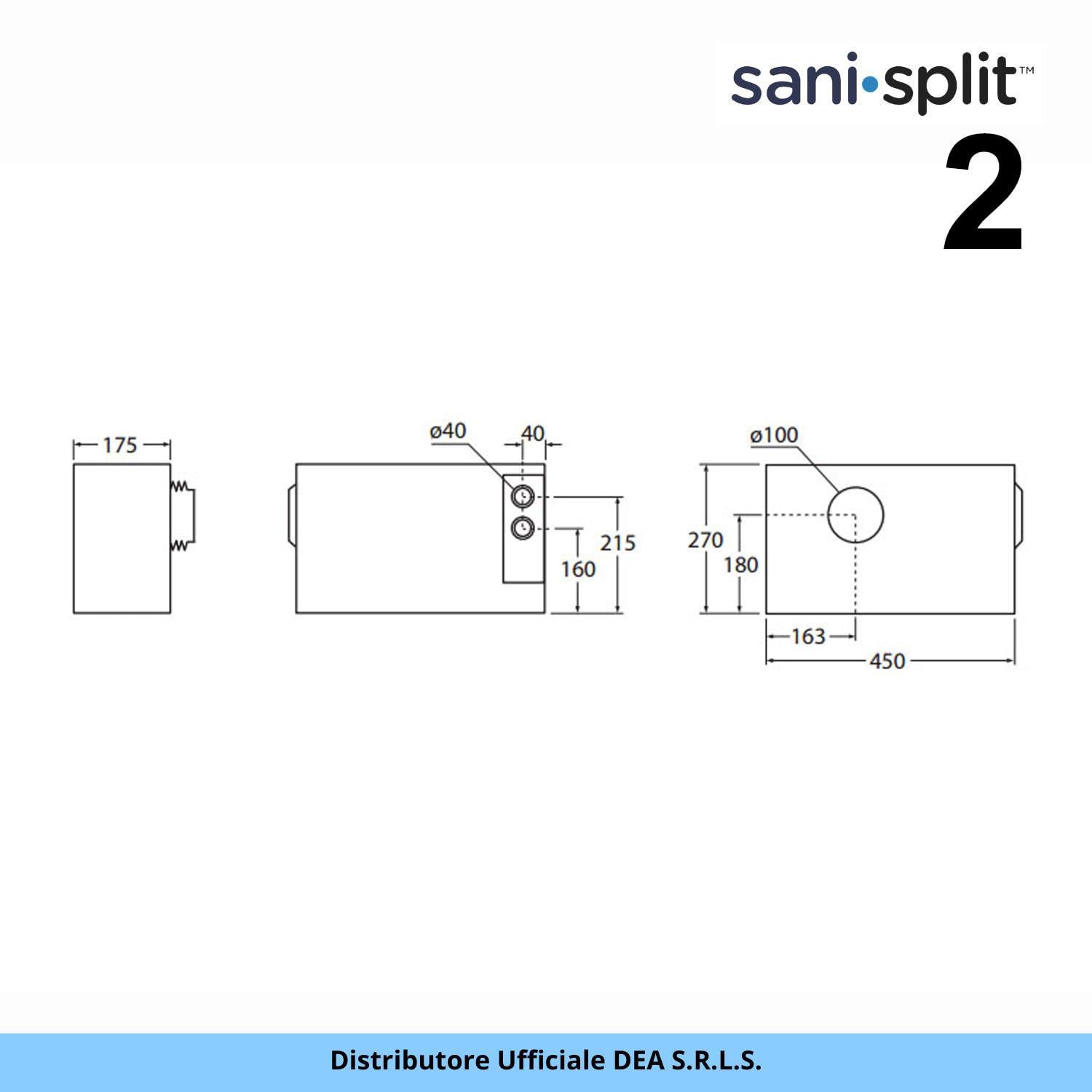Trituratore WC Maceratore Sanitario SANISPLIT 2 WC Universale Bagno Pompa Scantinato Acque Reflue Nere e Grigie Water Lavabo Divisibile Garanzia Italia DEA con Split Gel Disincrostante