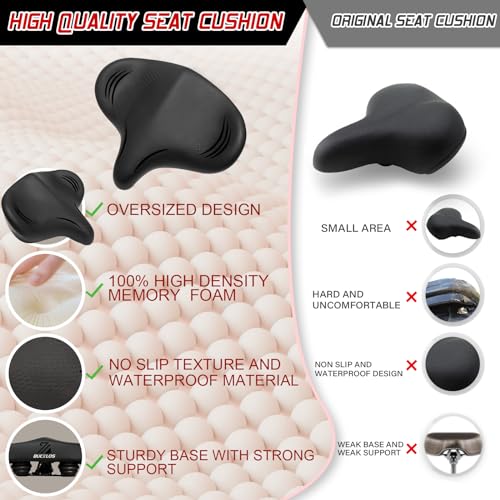Image of BUCKLOS Wide Bike Seat for Men Women Ebike Seats Comfort Extra Large Comfortable Bicycle Seats Saddle for Ebike /Crusier /Exercise /Peloton Bike