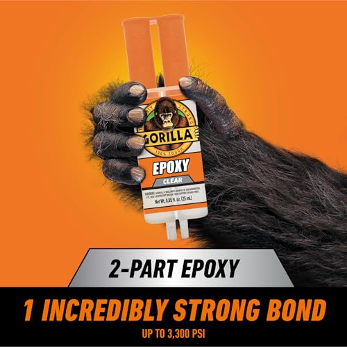 gorilla 2 part epoxy clear epoxy 085 ounce syringe pack of 1 - 5 minute set incredibly strong bonding