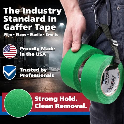 Image of Green Screen Tape - Chroma Key Gaffer Tape for Photography, Video & Film - Non-Reflective Matte Finish, Residue-Free Removal, Strong Hold for Studio, Lighting & Background Setup (Green)