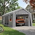 Windproof Carport Canopy Replacement Sidewall with Roll-up Windows Fits 10x20 13x20 FT Carport, Waterproof & UV Protected for Full-Sized Pickup Truck and Bass Boa (Sidewalls Only, 2 Pack)