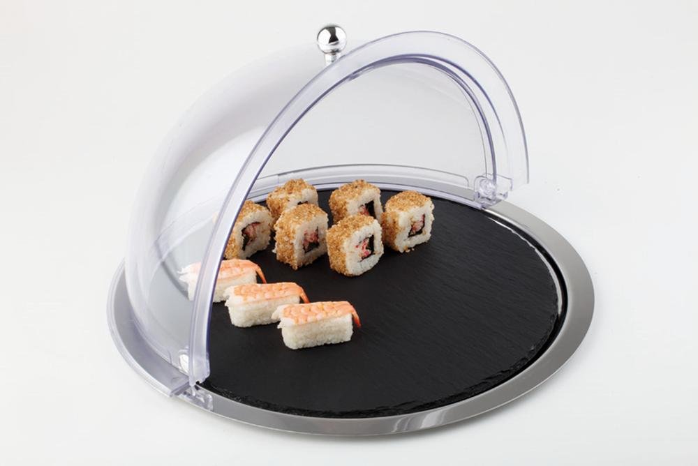 Buffet - Set 3 teilig colore ardesia blaha in acciaio inox vassoio Rolltop-campana professionale