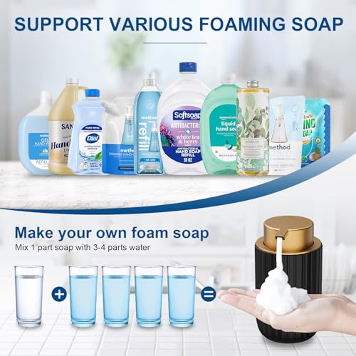 Image of Ceramic Foaming Soap Dispenser, 12 oz Bathroom Foam Hand Soap Dispenser, Refillable Lotion Soap Dispenser with Removable Pump for Kitchen Hand Wash Dispenser, Modern Home Decor (Black)