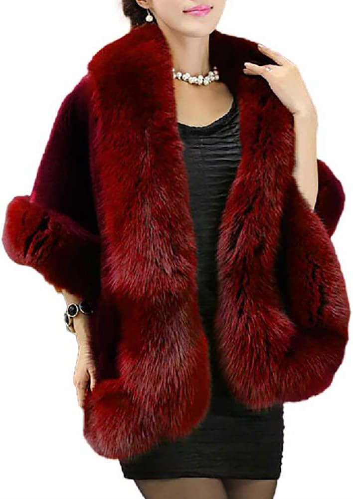 Women's Faux Fur Shawl Soft Versatile Scarf Wrap Shrug Winter Warm Cloak Coat Cape for 1920s Bridal Wedding Evening Dresses