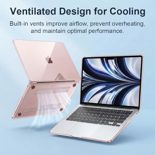 Image of ZORBES Case Cover Compatible with 2026 MacBook Neo A3404, 13 inch Transparent MacBook Neo Cover with Ventilated Heat Dissipation Design, Lightweight Anti Scratch Shockproof Snap On Laptop Cover, Pink
