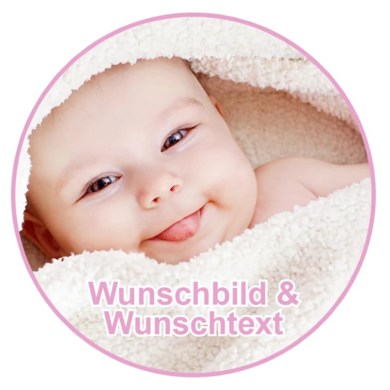Fondantify Tortenaufleger essbar mit Wunschfoto und Wunschtext aus Fondant oder Oblate für Geburtstag, Einschulung usw. in verschiedenen Größen (20cm, Oblatenpapier)