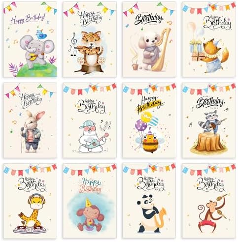 Abeec Kids Birthday Cards Multipack – 24 Cards With Envelopes – One Box