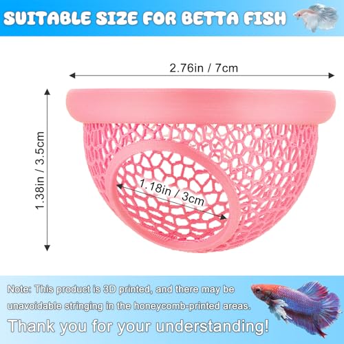Image of Pink Floating Betta Hide & Shrimp Cave - 3D Printed Aquarium Hammock, Feeding Ring & Resting Spot for Betta Fish, Shrimp & Small Fish (Eco-Safe PLA)