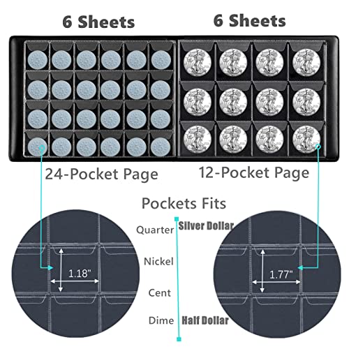 Mudor Coin Collection Holder Book For Collectors, Coin Collecting Storage Album Organizer Supplies For Dime,Cent,Nickel,Quarter, Half Dollar, Silver Dollar Coins #TOP3