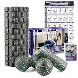 Faszienrolle Set, Set mit 3D-Texturmassage Faszienrolle, Mini Faszienrolle, Faszienball und Duoball, Faszien Set zum Faszien Training von Muskeln, Bindegewebe und Stoffwechsel, mit Training Posters