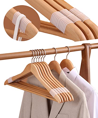 木製ハンガー 滑り止め かたくずれ防止 レディース メンズ 360回転 天然の美しい木目 耐荷重 衣類ハンガー 滑らない 女性 型崩れ防止 薄型 洋服ハンガー ナチュラル (10本セット)