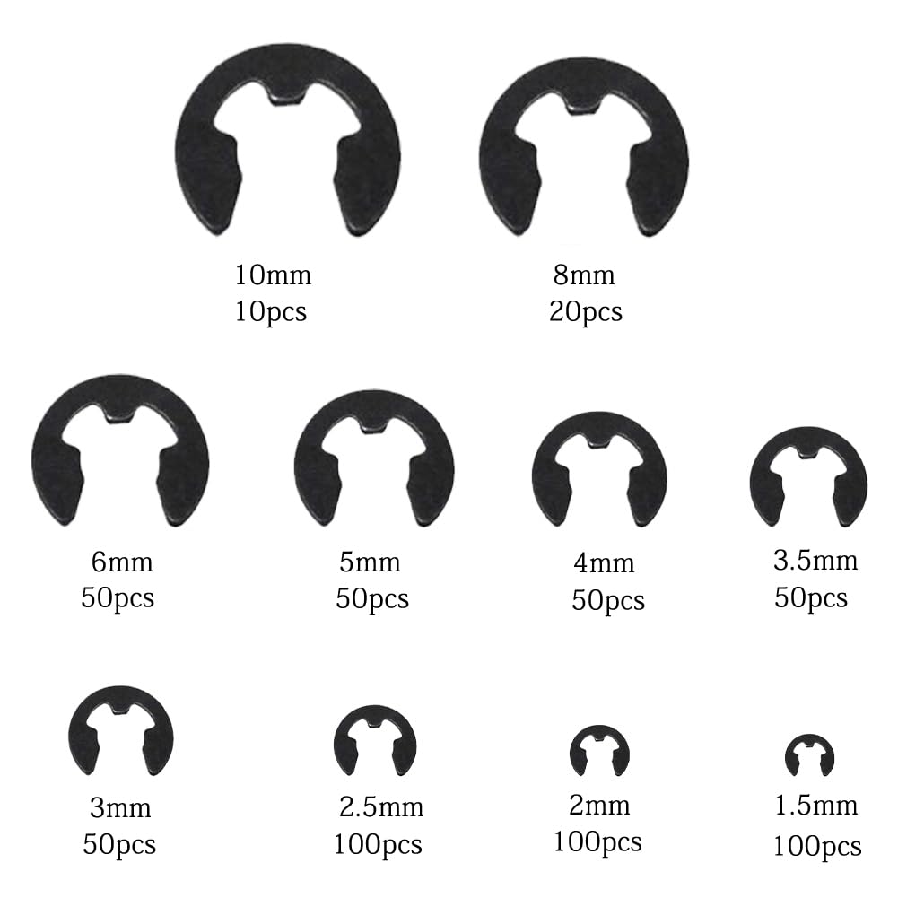 Lot De 120 Circlips Internes En Acier Inoxydable - 10 Tailles (1,5mm à 10mm) - Pour Mécanique Et Bricolage