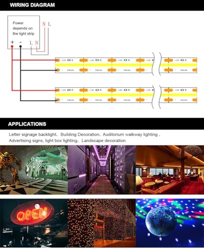 Image of 384Led /m 16.4ft COB Flexible LED Strip Light DC12V /24V Bendable Tape (12V, Blue)