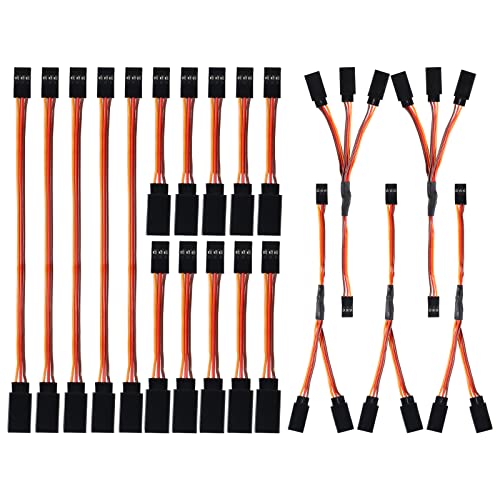 AEDIKO 20pcs Servo Extension Cable Y Type Extended Line Extension Wire Cable 5 Types for Futaba JR Y Harness Servo Extension