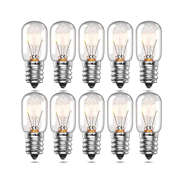 Bonlux 10 stuks zoutlampen, gloeilampen, E14, 15 W, koelkast, gloeilamp, hoge temperatuur, 300 graden, dimbaar, E14 SES, kleine Edison-schroef, pygmee gloeilampen, T22, buisvormige gloeilamp