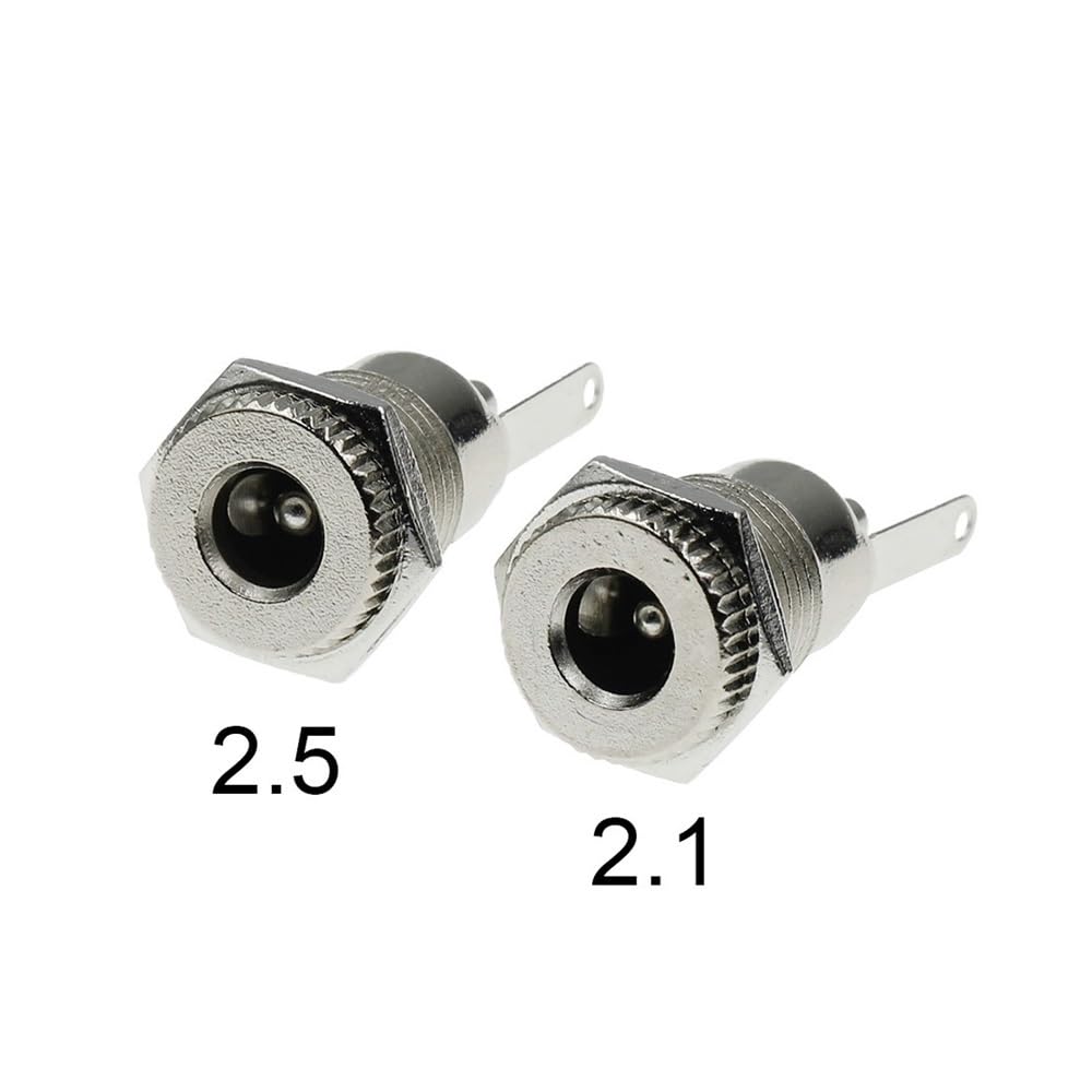 TSIOHKBS 5PCS/LOT DC099 5.5 mm x 2.1mm DC Power Jack Socket Female Panel Connector Metal DC-099 Open Hole 11MM 5.5 * 2.1 5.5 * 2.5 (5Pcs 5.5x2.5mm)