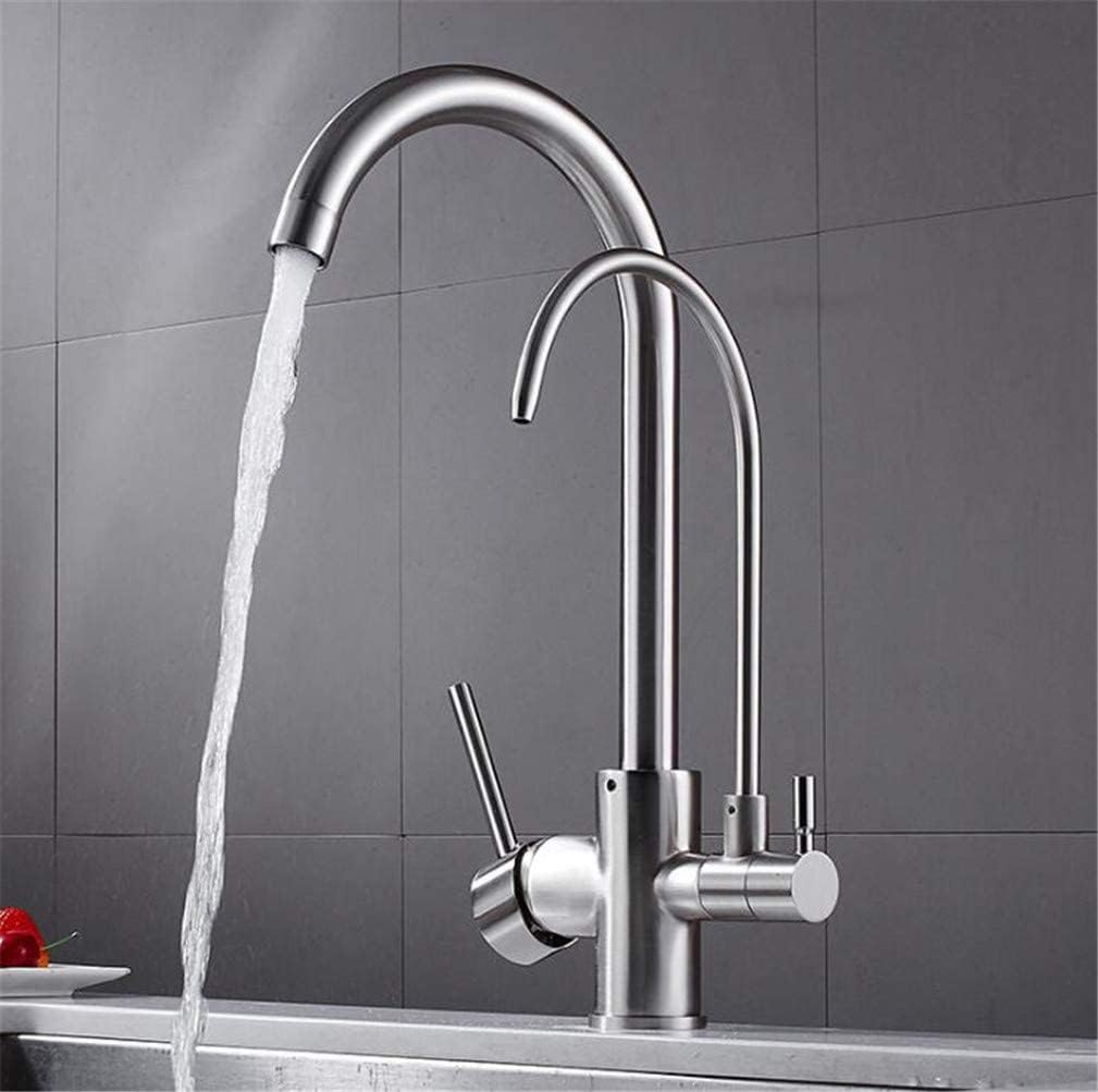 SEYFI Faucets, Kitchen Faucets Filter Deck Mounted Mixer Tap 360 Rotation with Water Purification Features Mixer Tap Crane for Kitchen Drinking Water Filter Faucets/Brushed Nickel