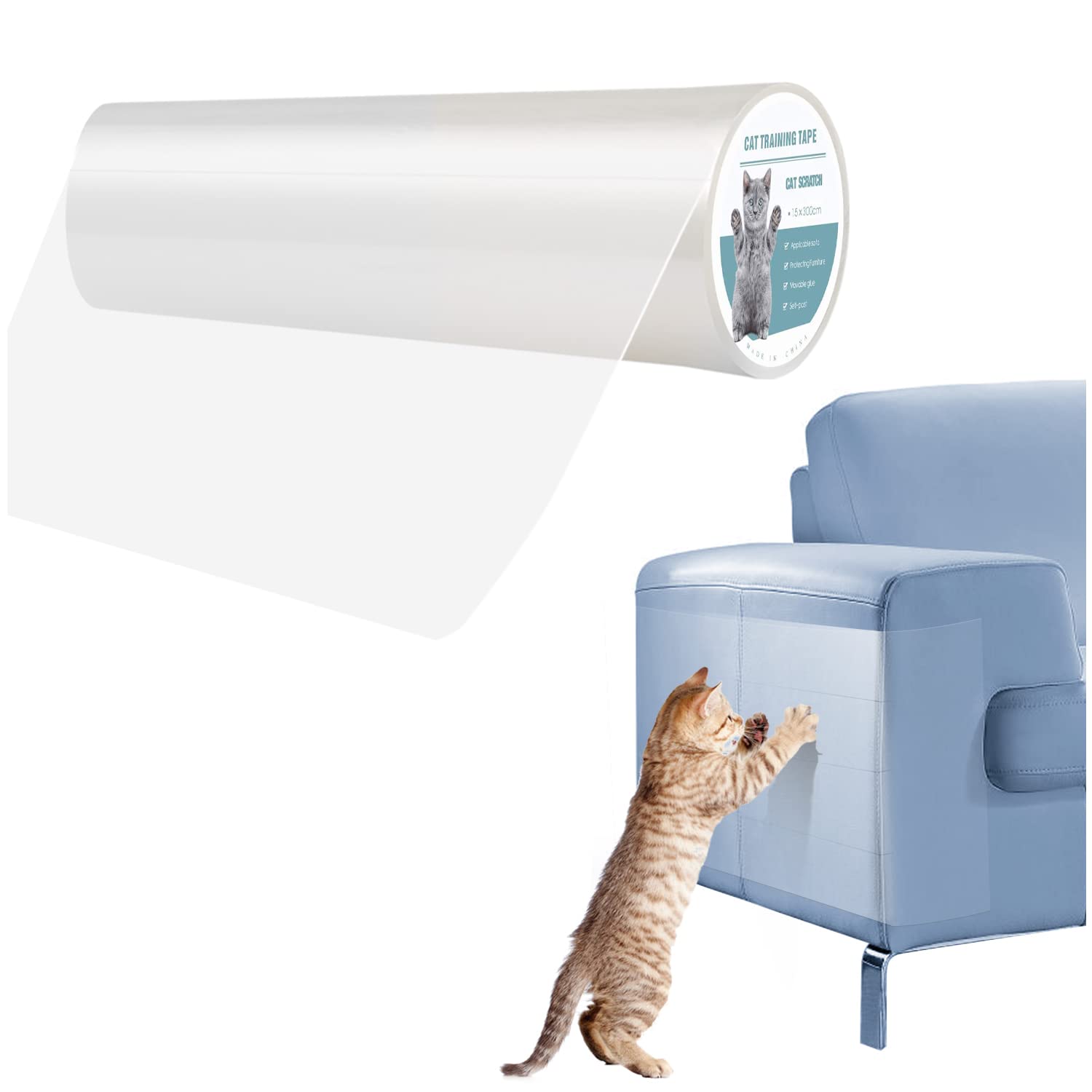 THLHKD Protezione antigraffio per mobili da gatto: 12 pezzi, con nastro biadesivo per divano, anti graffio, protezione trasparente per divano e animali domestici