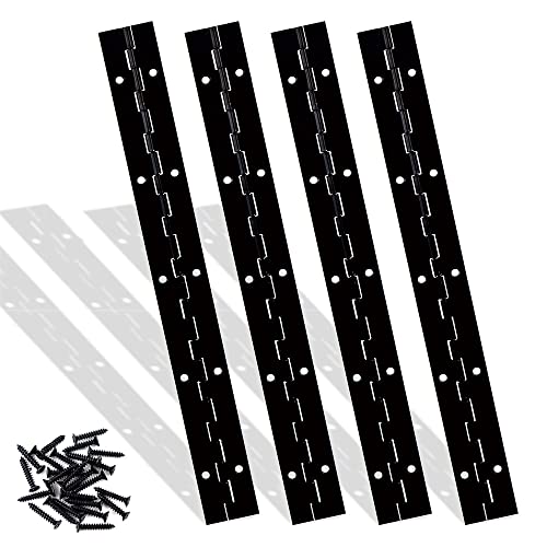 4PCS 30cm Black Piano Hinges 12" Continuous Hinges Stainless Steel 304 Long Cabinet Door Hinge for DIY Projects Cabinet