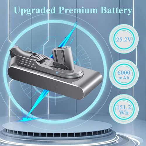 Image of 6000mAh Upgraded V12 Battery Replacement for Dyson V12 Batteries V12 Detect Slim SV20 SV26 SV30 SV34 965470-01 394167-1 386706-85 SV35 SV46 Vacuum Cleaner 25.2V