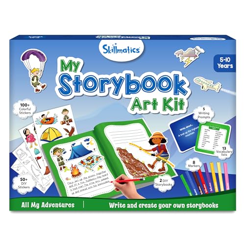 Skillmatics Storybook Art Kit – Create Adventure Stories, DIY Craft & Writing Kit with 300+ Stickers, Scrapbooking & Journal Activity, Gifts for Kids Ages 5, 6, 7, 8, 9, 10