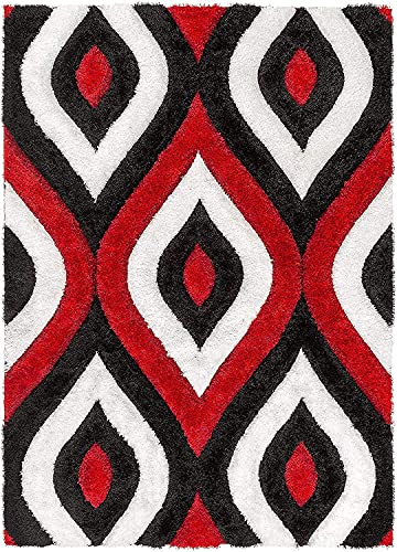 Image of SAGON Anti-Skid Shaggy Carpet Rug for Home | Ultra-Soft Plush Floor Mat for Living Room & Bedroom | Non-Slip, High-Density, Cozy Luxury Decor| 6 x 9 Feet Black Eye