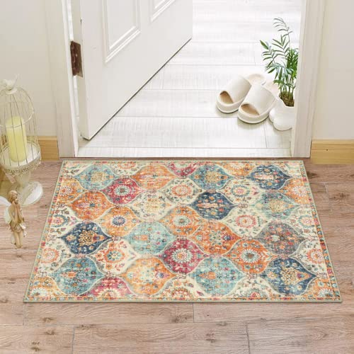 Lahome Moroccan Trellis Area Rug, 2X3 Entry Rug Non-Slip Washable Indoor Door Mat, Small Persian Oriental Accent Throw Rug For Bedroom Kitchen Entryway Bathroom (Cream, 2X3Ft) #TOP5