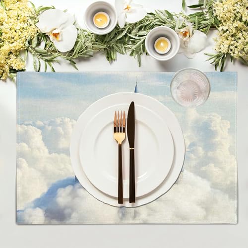 Set de table lin lavable blanc 45x30 cm : placemats design salle à manger