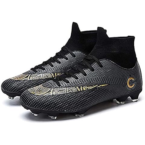 Professional Men's Football Shoes Outdoor Spike Sports Football Children's Youth Football Shoes (14 UK,Black) Cover