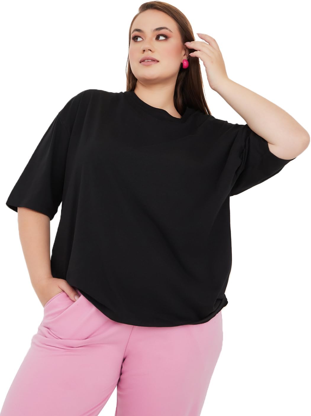 Women Plus Size Cotton Blend Longline T-Shirt Typography Print | Oversized Casual Tee for Women & Girls | Perfect for Travel & Everyday Wear