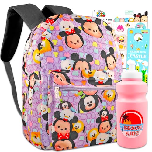 Mickey & Minnie Mouse Backpack Set - 16” Bag with Daisy & Donald Duck, Goofy, Pluto, Stickers | Disney School Supplies