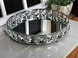 【Bandeja redonda de cristal de espejo】 Esta bandeja redonda de cristal de espejo con diseño Art Deco es tan bonita y elegante. Puede decorar tu mesa de café, mesa de comedor, mesa de trabajo, estable para mostrar velas, flores en bodas y fiestas, sin arañazos en la superficie de la mesa.