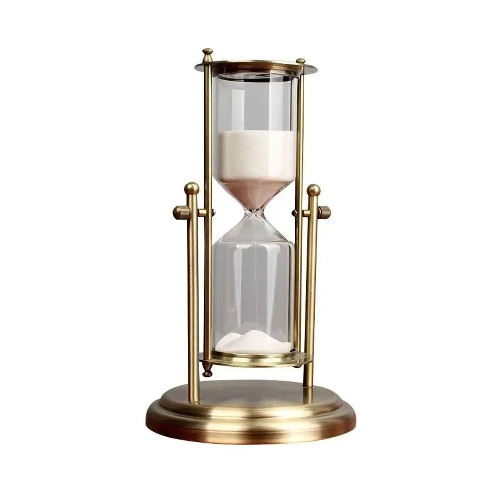 Temporizador de reloj de arena giratorio de metal, decoración creativa avanzada de arena que fluye para escritorio, sala de estar, oficina (60 minutos)