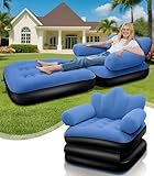 SeaSlep Blow Up Pull Out Couch with Headboard, Inflatable Couch with Flocked Surface, Folding Inflatable Chairs for Adults,Portable Air Sofa Bed, Durable Air Couch, Inflatable Couch for Camping,Indoor