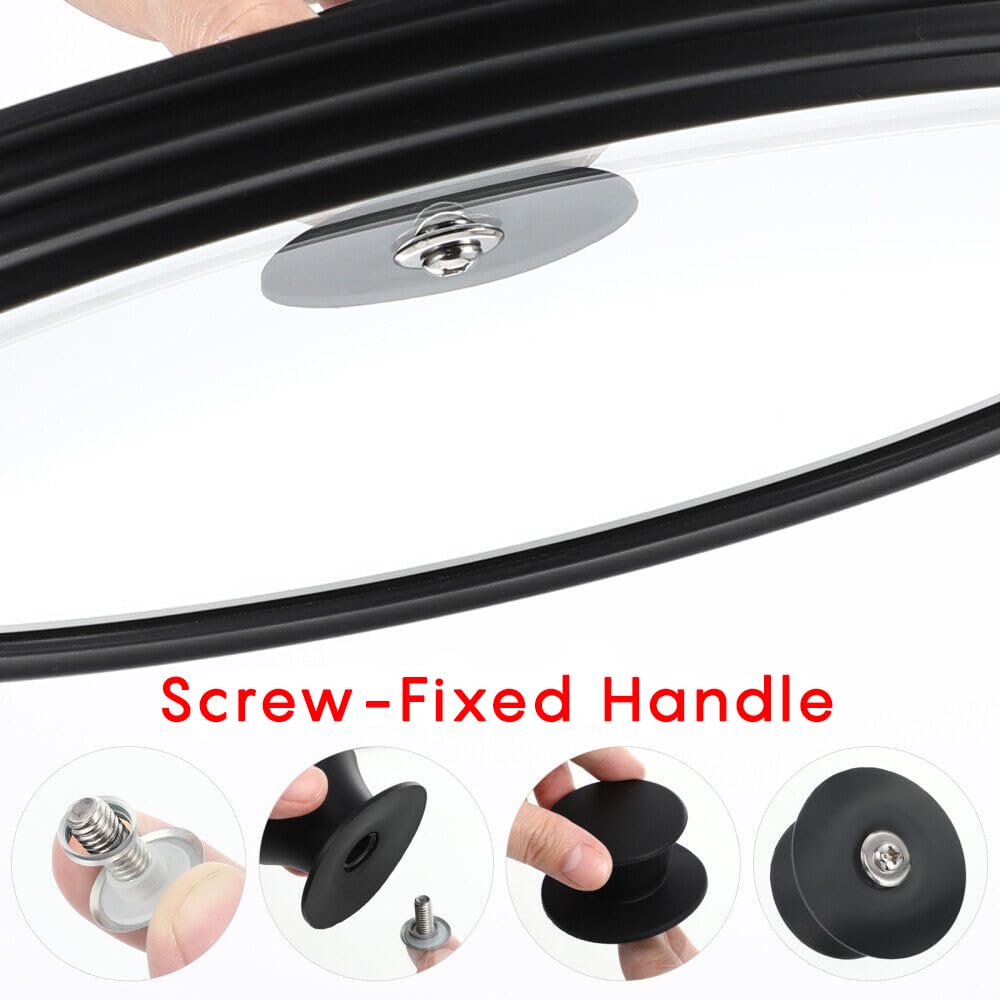 Tapa Cristal Negra Resistente Calor Tapa De Cristal Universal Con Marco De Silicona - 30/32/34 Cm, Resistente Al Calor Hasta 260°C, Para Ollas Y Sartenes Tapa Para Dar La Vuelta A La Tortilla