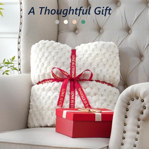 Image of Mr. Sandman Weighted Blankets for Adults Queen Size 15lbs, Warm Sherpa Fleece Throw Blanket for Sleep and Calm, Soft Cozy Heavy Bed Blanket with Jacquard Flannel, 60 x 80 Inches, Cream White