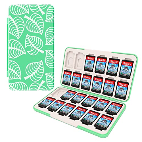Switch Game Card Case Compatible with Nintendo Switch Game & Micro SD Card , 24 Slots Storage Holder with Soft Lining, Switch/Switch OLED Cartridge Game Case with Magnetic Closure(Blatt) Cover