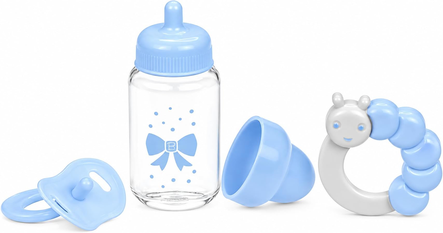 JC Toys Dolls For Keeps Pretend Play Milk Bottle and Rattle, Blue